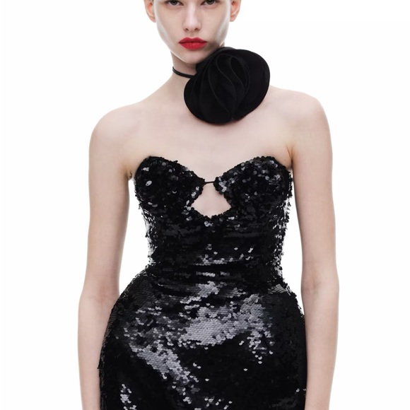 Magda Butrym X HM SEQUINED HOURGLASS DRESS WITH ROSE APPLIQUÉ - Picture 1 of 4